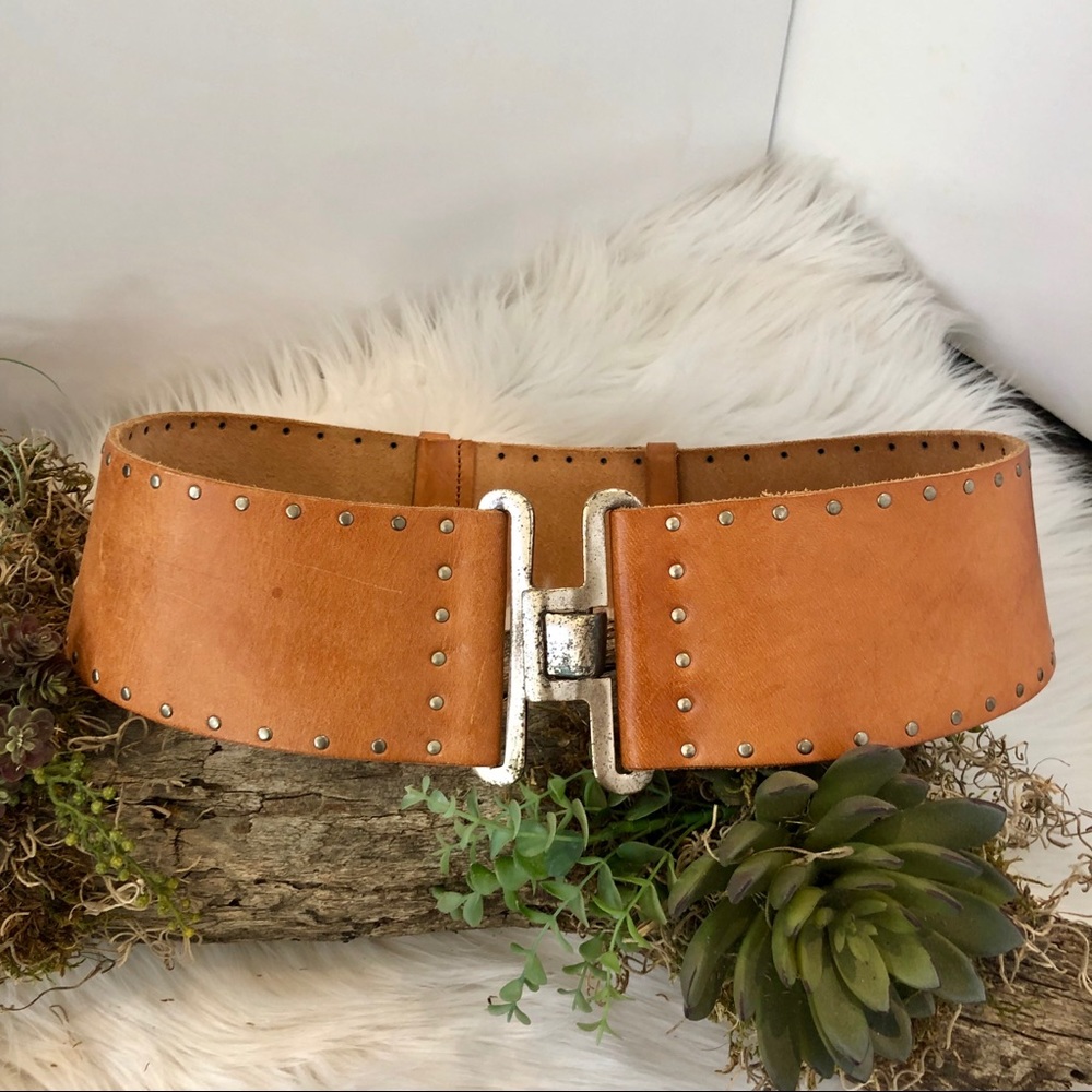 Vintage WCM New York leather and stud belt.